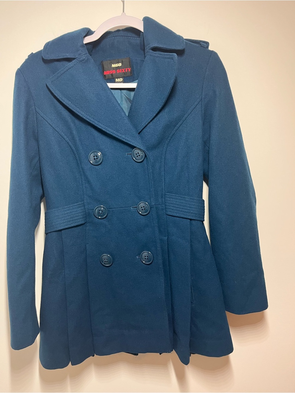 Miss Sixty Women's Teal Double-Breasted Peacoat